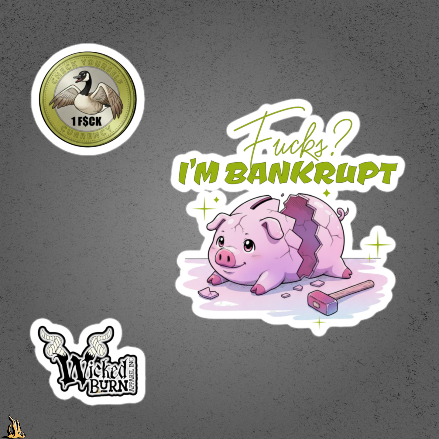 Fucks? I’m Bankrupt — Funny Sarcastic Piggy Bank Sticker Pack