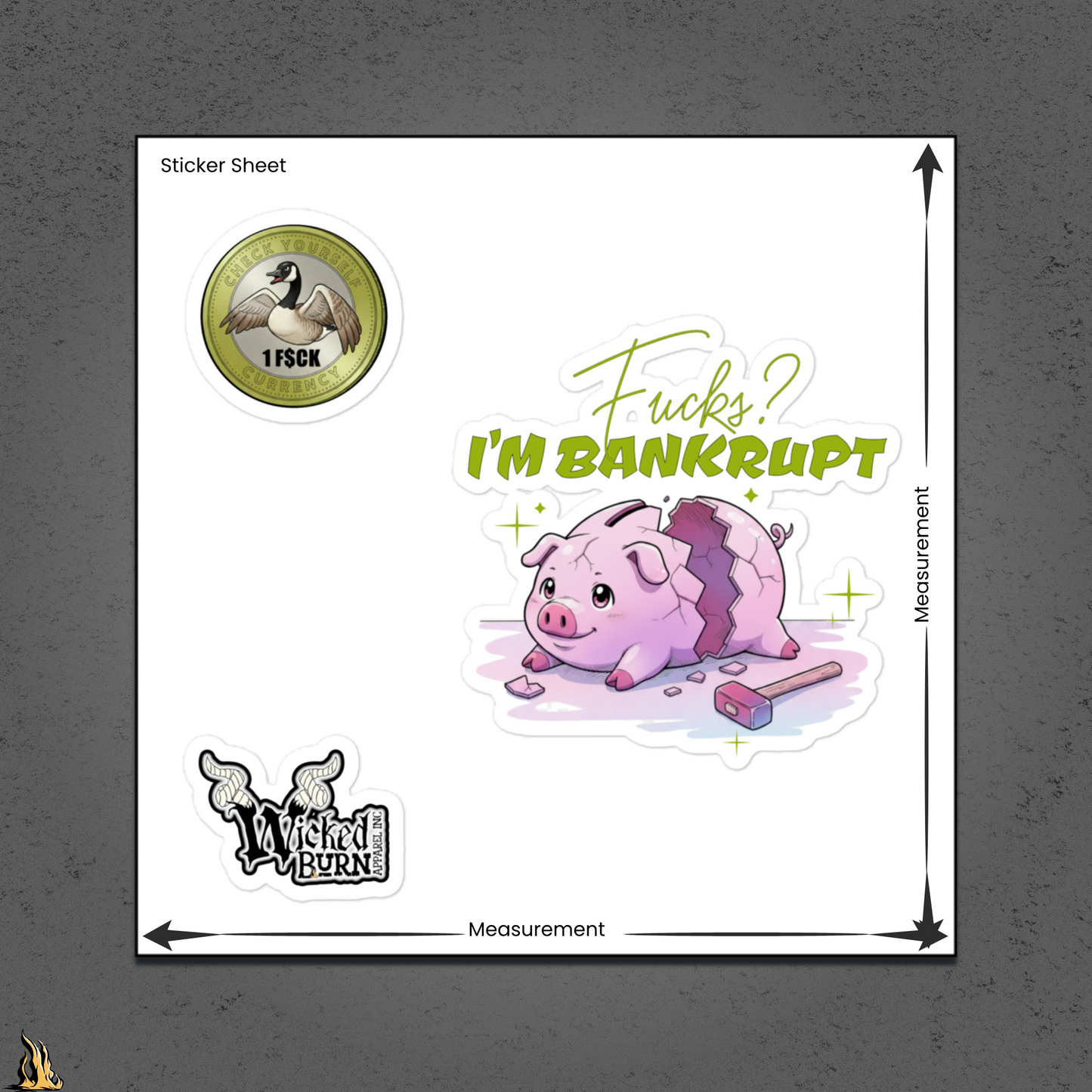 Fucks? I’m Bankrupt — Funny Sarcastic Piggy Bank Sticker Pack