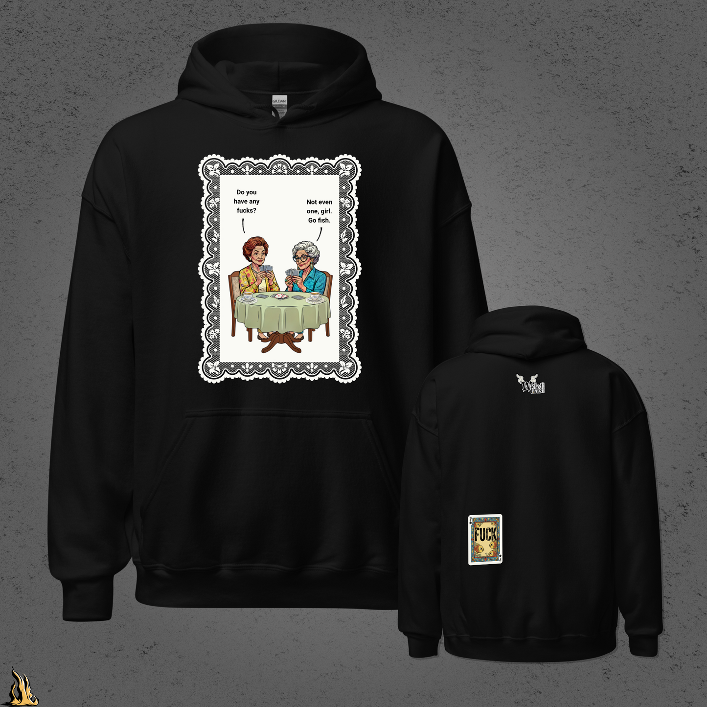 Go Fish Hoodie — No Fucks Given Card Game Unisex Bunnyhug
