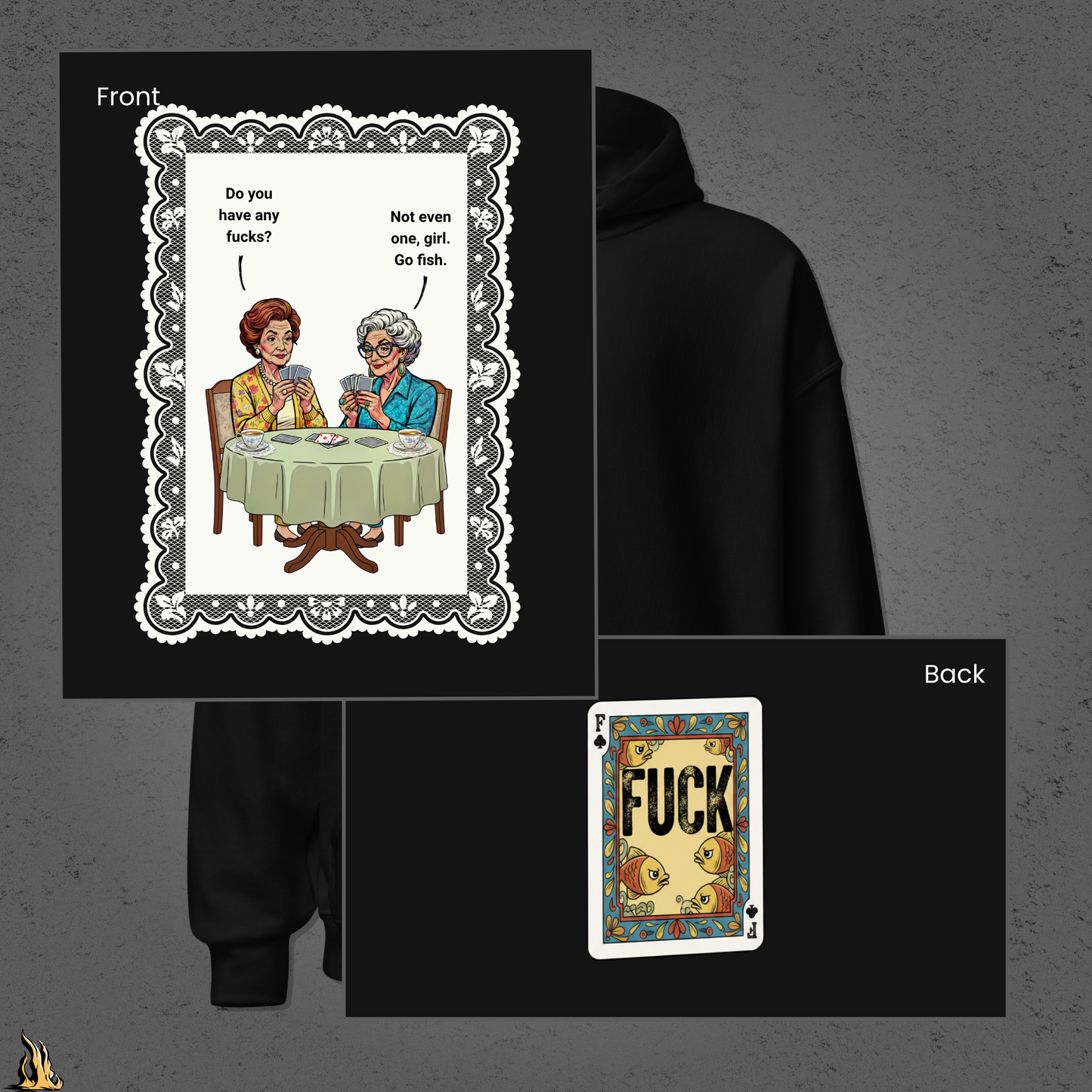 Go Fish Hoodie — No Fucks Given Card Game Unisex Bunnyhug