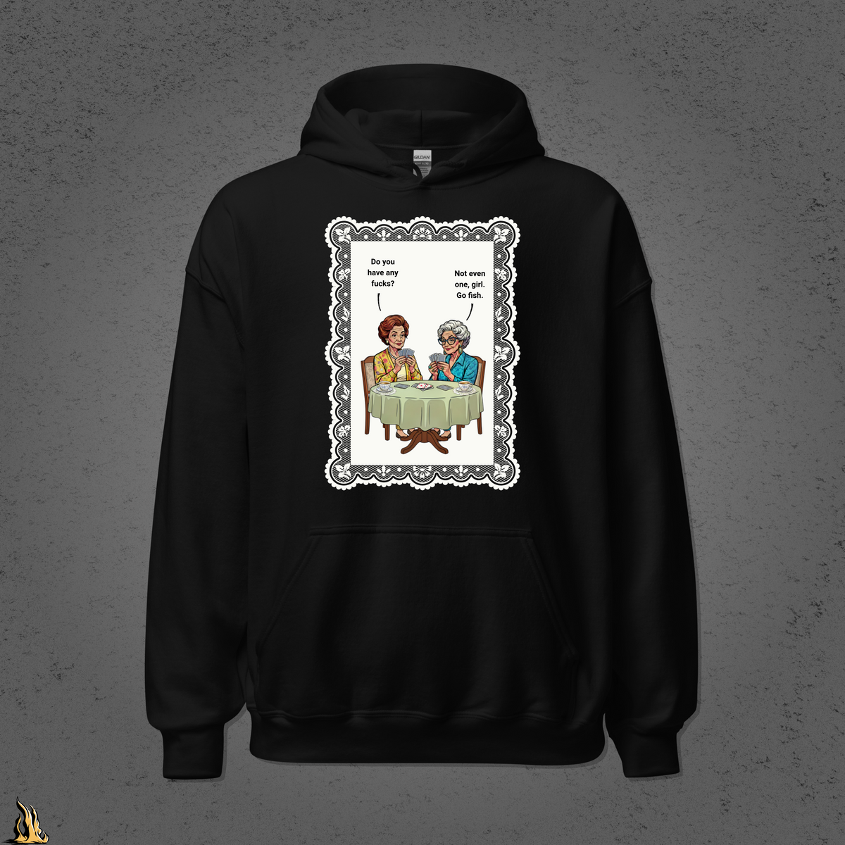 Go Fish Hoodie — No Fucks Given Card Game Unisex Bunnyhug