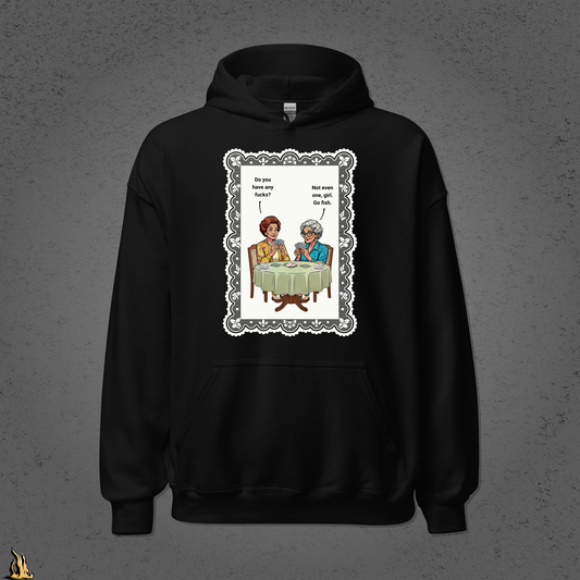Go Fish Hoodie — No Fucks Given Card Game Unisex Bunnyhug