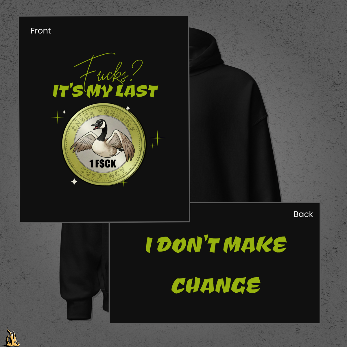Fucks? It’s My Last — Check Yourself Currency Sarcastic Goose Hoodie