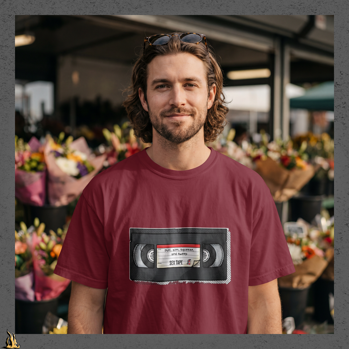 Pull, Aim, Squeeze, Sweep – Fire Safety Sex Tape T-Shirt
