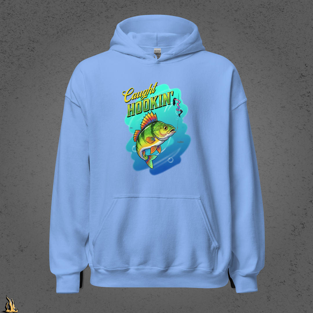 Caught Hookin' - Funny Fishing Graphic Unisex Hoodie