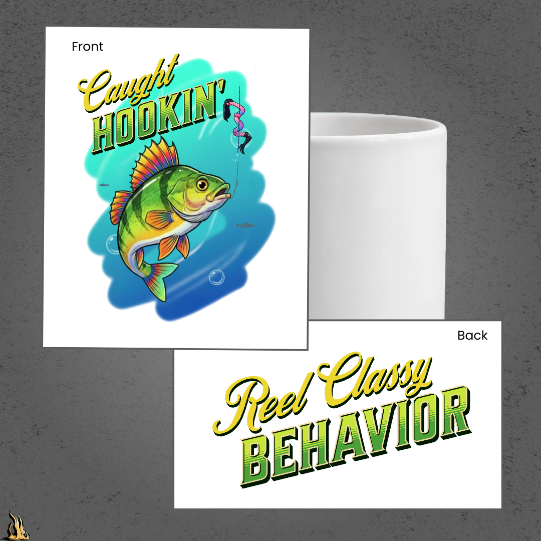 Caught Hookin' - Funny Fishing Graphic Mug