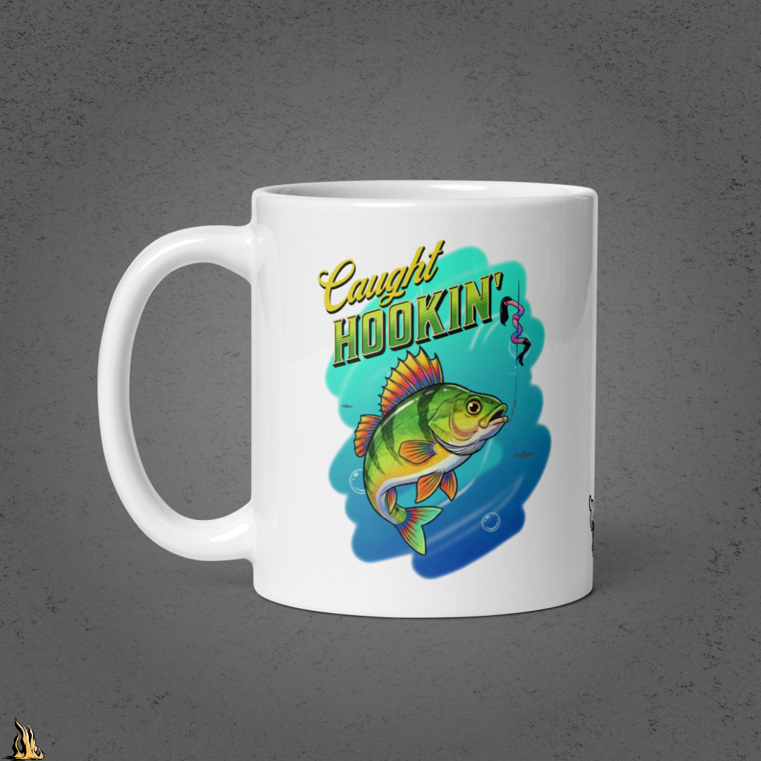 Caught Hookin' - Funny Fishing Graphic Mug