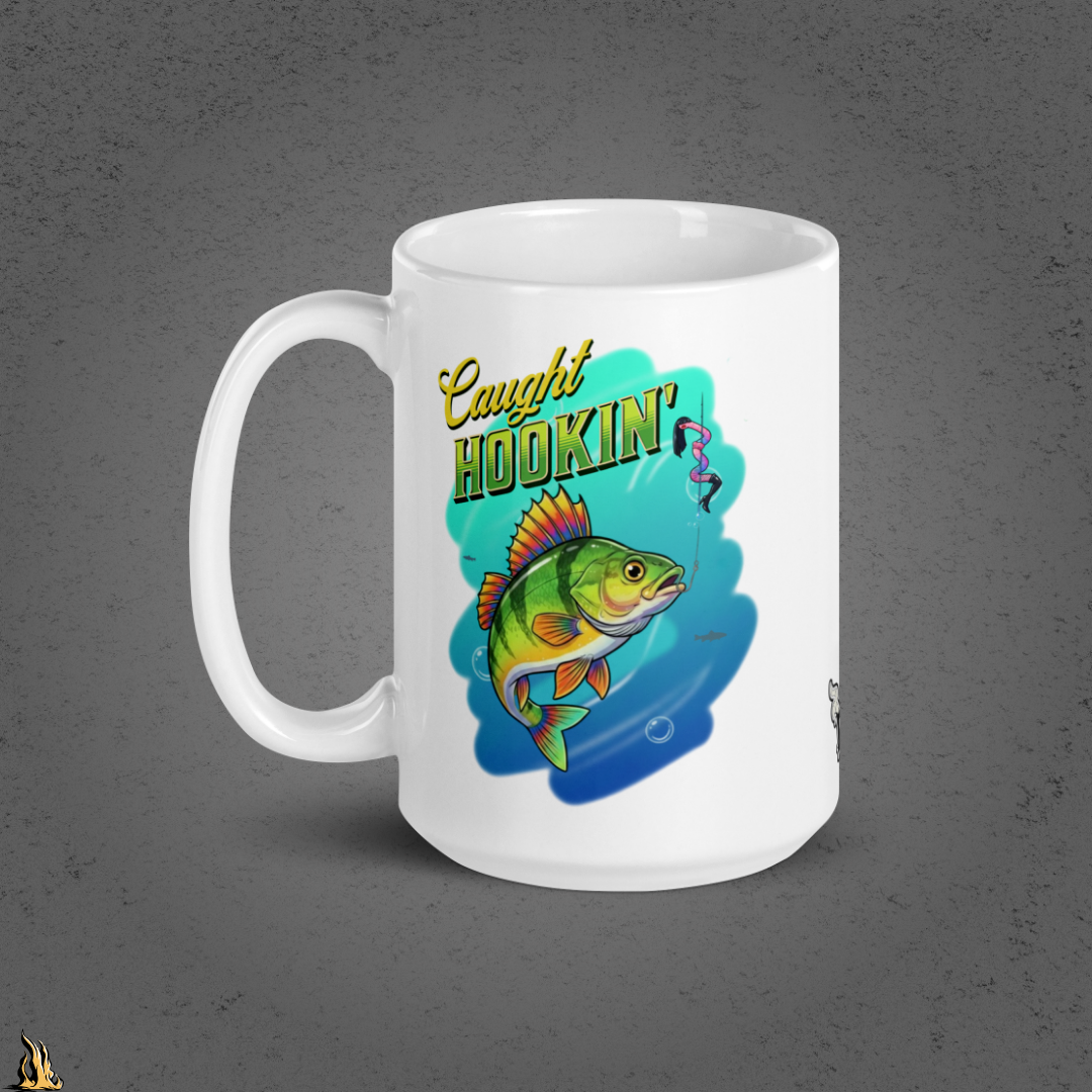 Caught Hookin' - Funny Fishing Graphic Mug