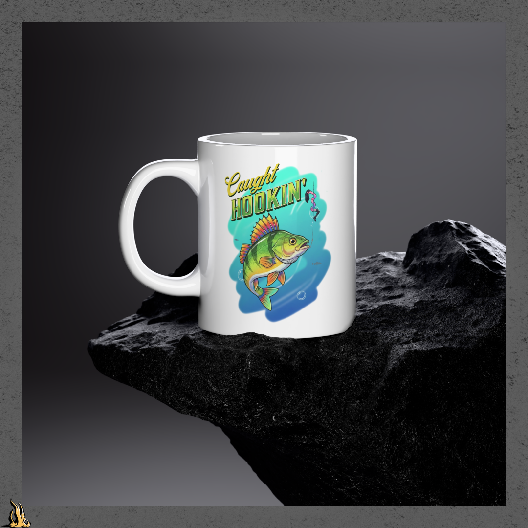 Caught Hookin' - Funny Fishing Graphic Mug