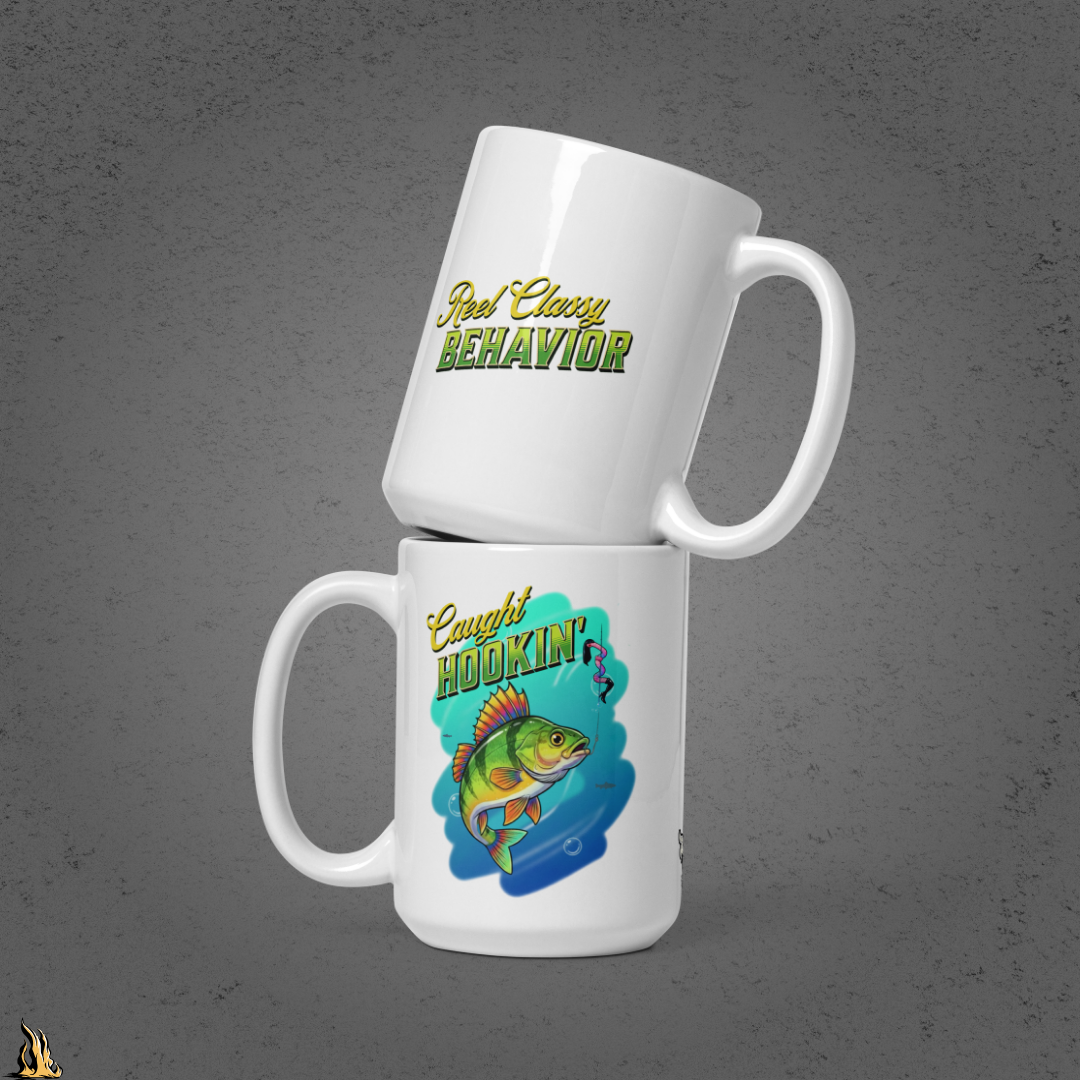 Caught Hookin' - Funny Fishing Graphic Mug