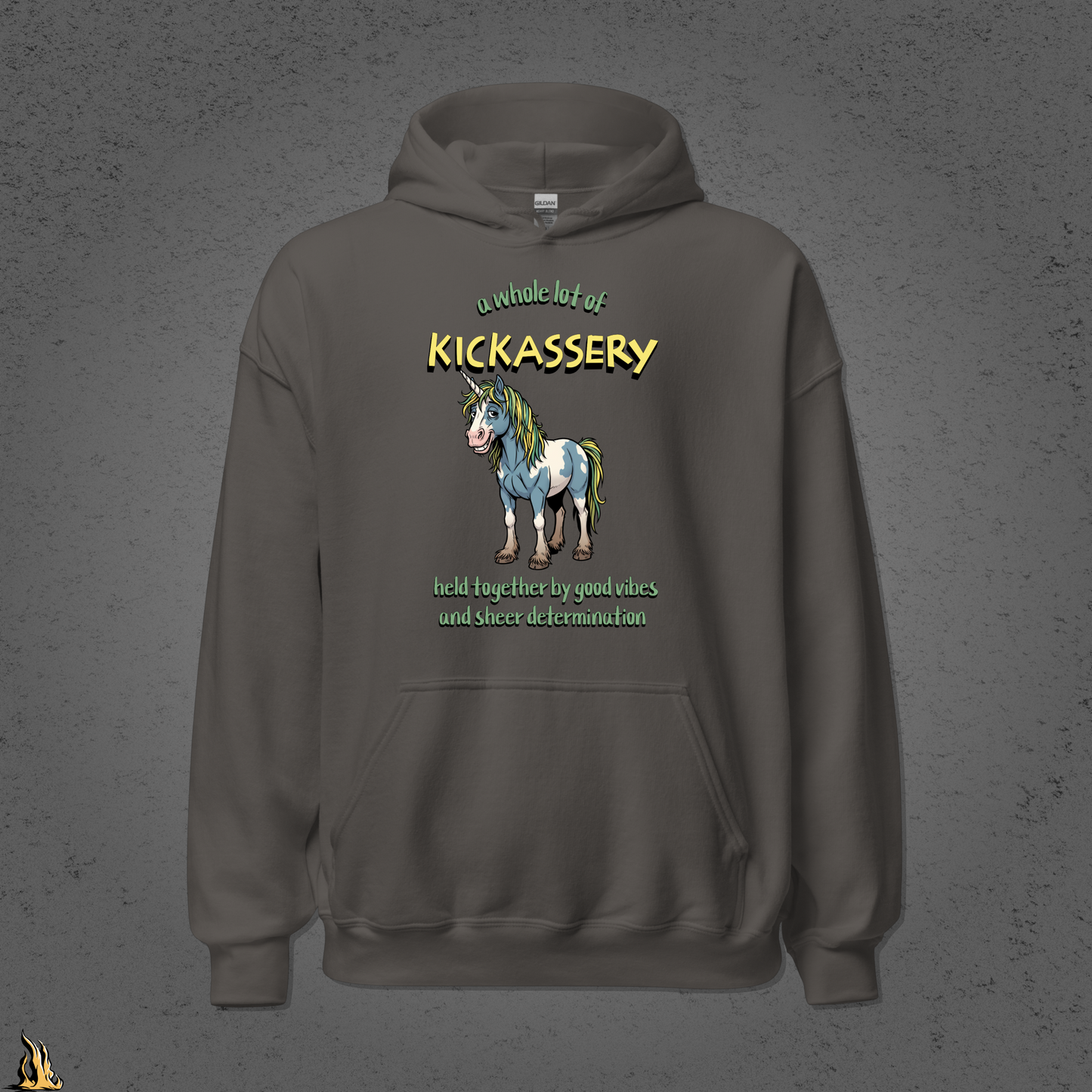 Kickassery, Good Vibes & Petty Spite - Funny Unicorn Unisex Hoodie