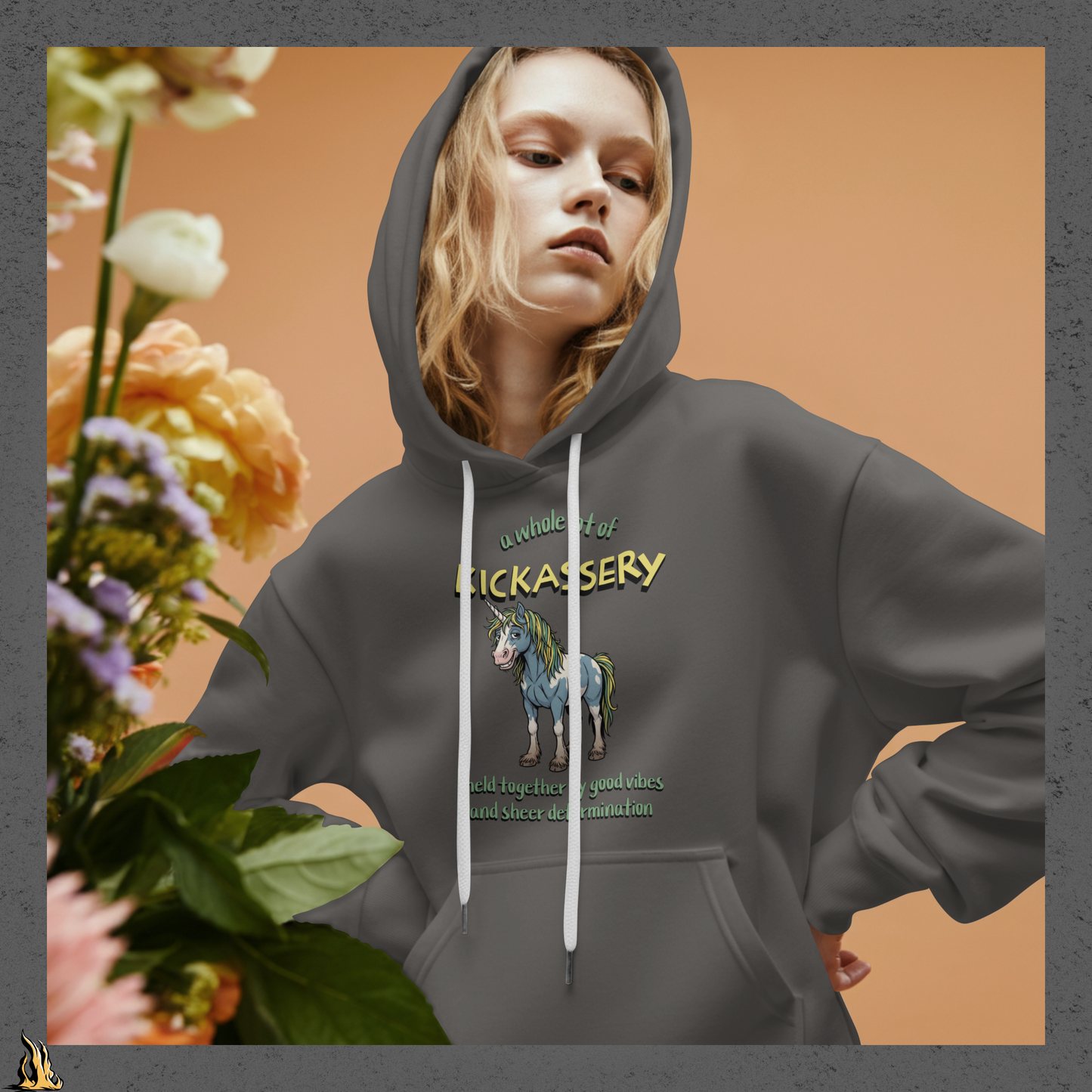 Kickassery, Good Vibes & Petty Spite - Funny Unicorn Unisex Hoodie