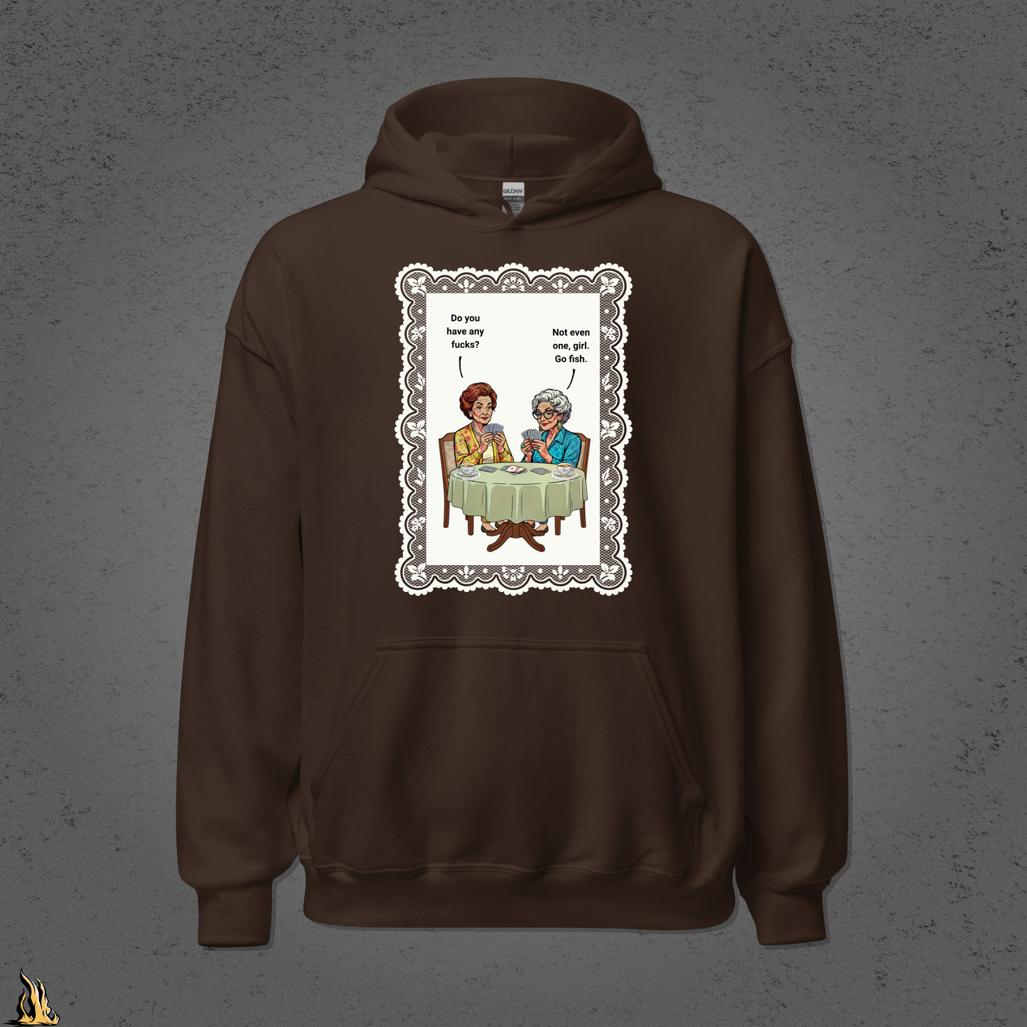 Go Fish Hoodie — No Fucks Given Card Game Unisex Bunnyhug