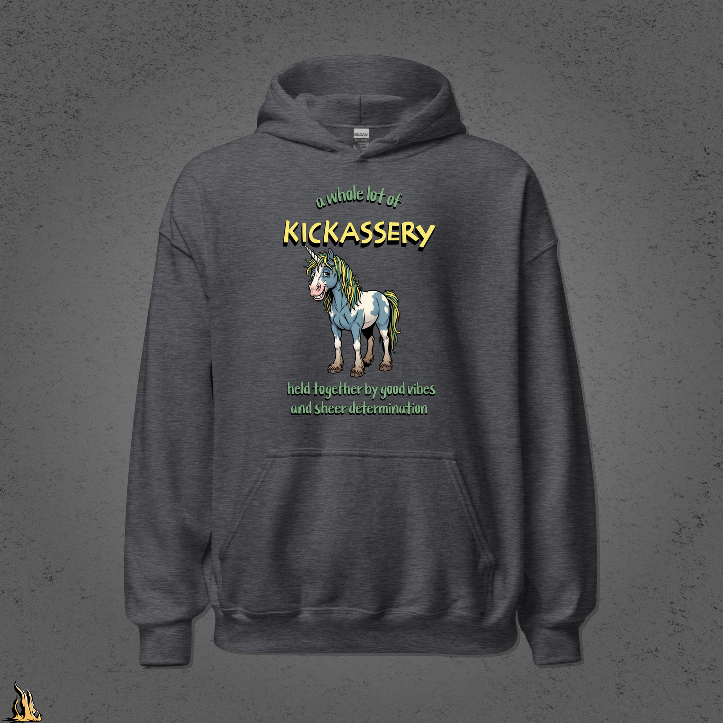 Kickassery, Good Vibes & Petty Spite - Funny Unicorn Unisex Hoodie