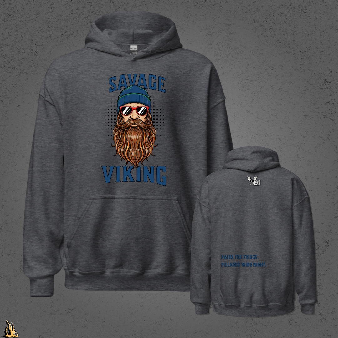 Savage Viking Graphic Unisex Hoodie – Frostfire Edition