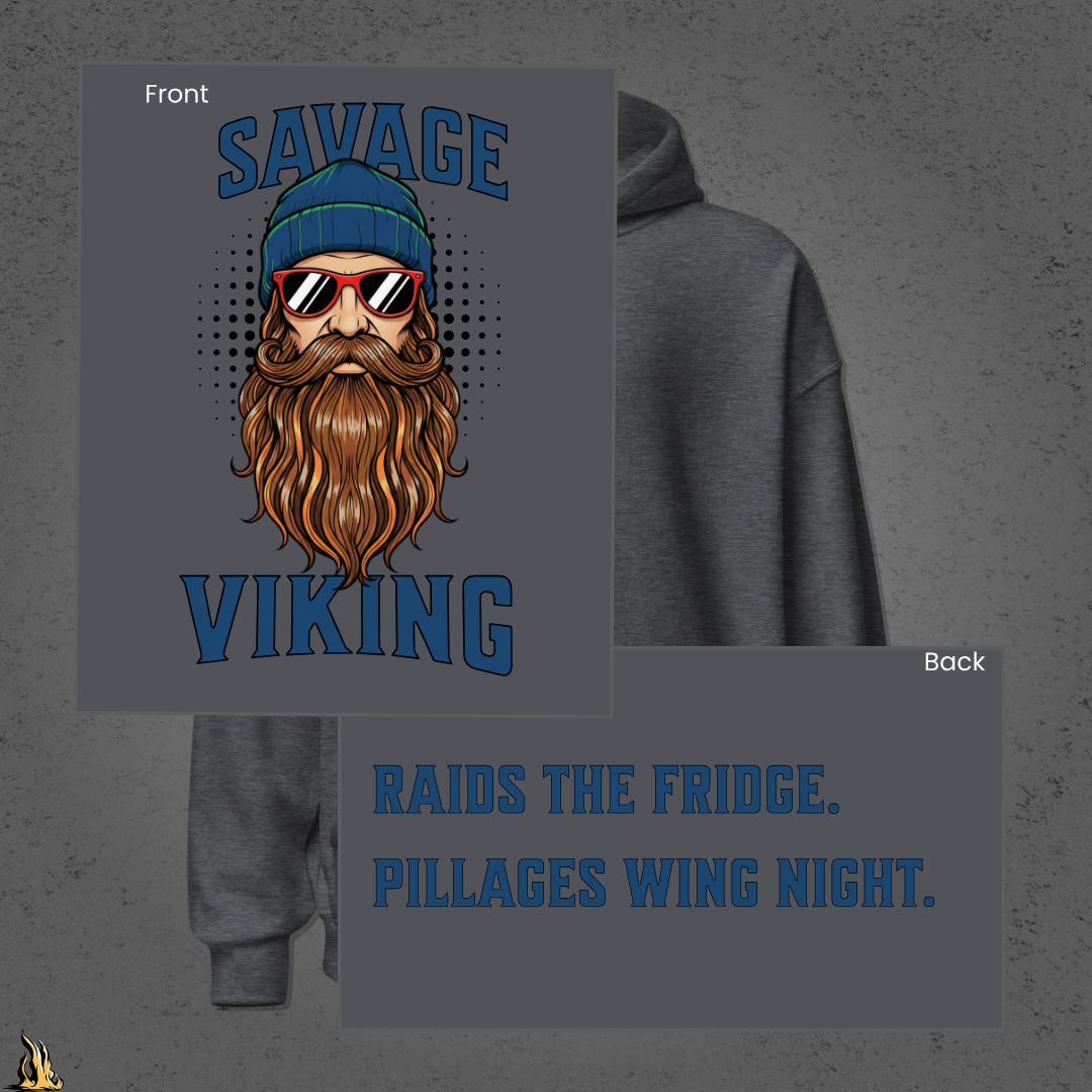 Savage Viking Graphic Unisex Hoodie – Frostfire Edition