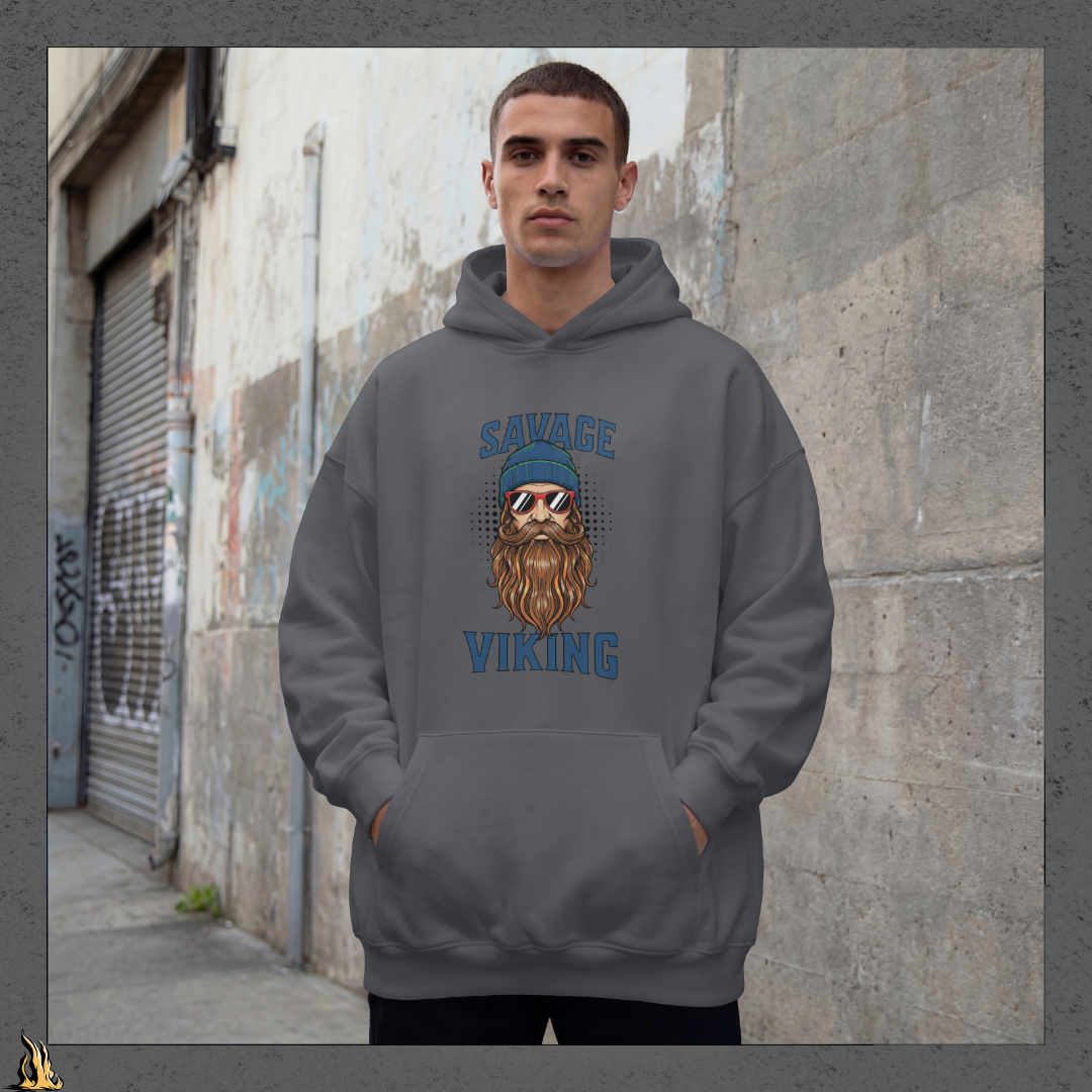 Savage Viking Graphic Unisex Hoodie – Frostfire Edition