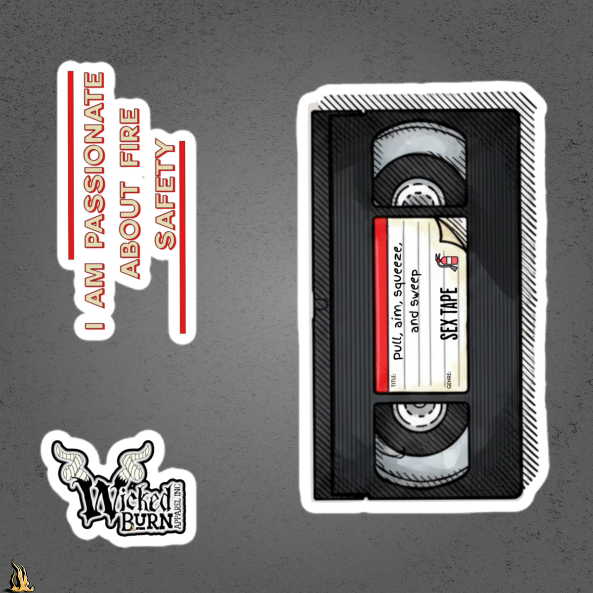 Pull, Aim, Squeeze, Sweep – Fire Safety Sex Tape Sticker Pack