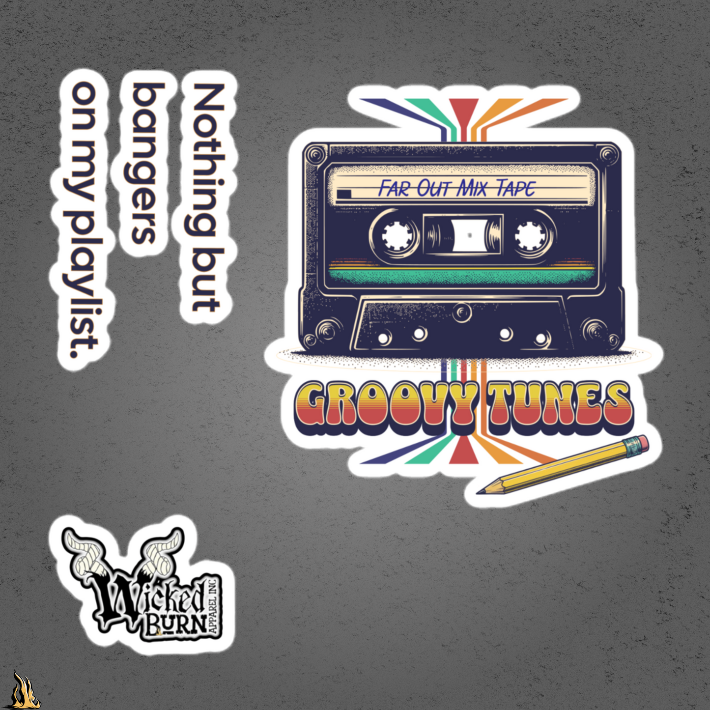 Groovy Tunes Retro Cassette Tape Sticker Pack
