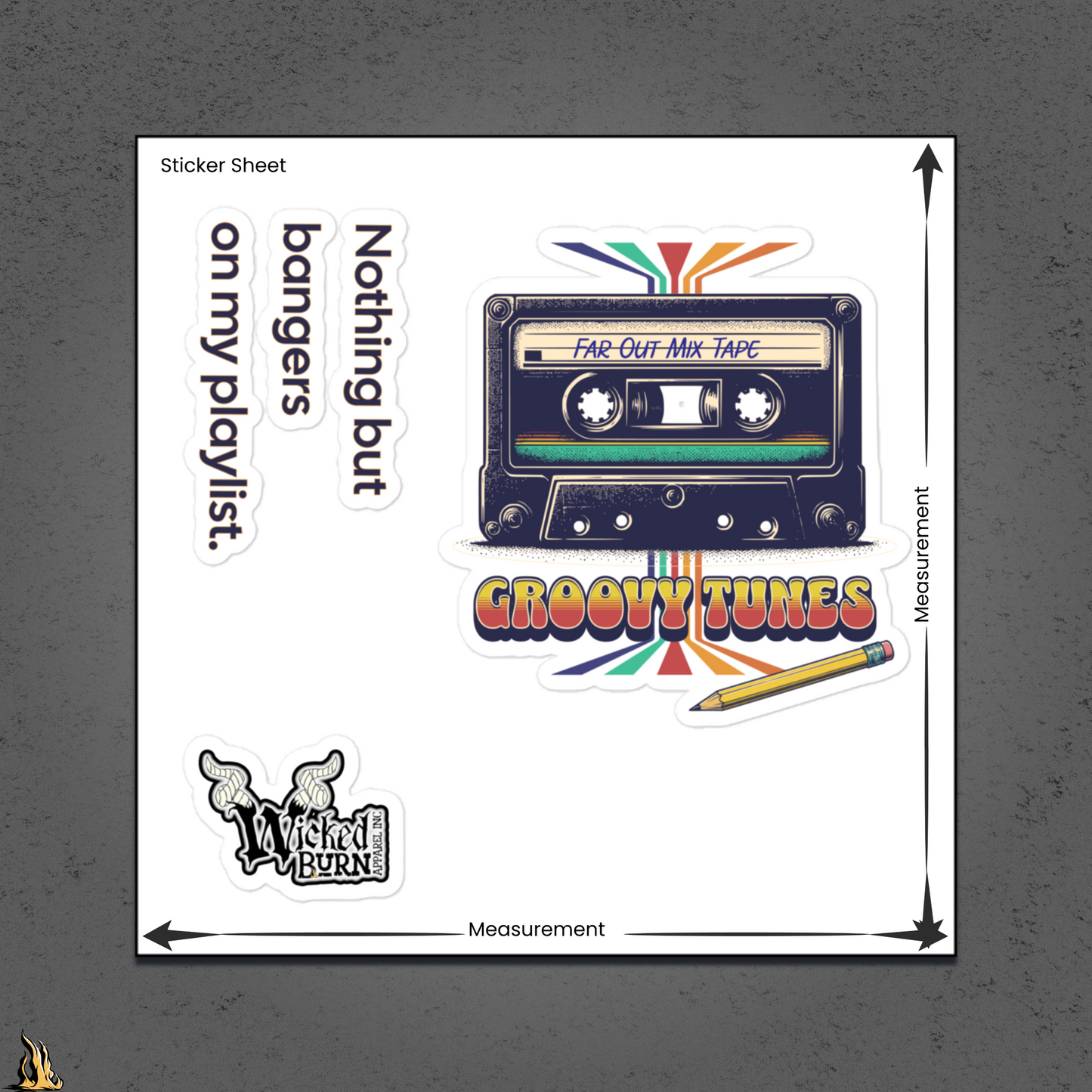 Groovy Tunes Retro Cassette Tape Sticker Pack