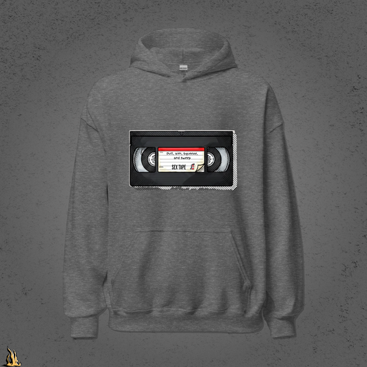 Pull, Aim, Squeeze, Sweep Bunnyhug – Fire Safety Sex Tape Hoodie
