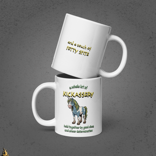 Kickassery, Good Vibes & Petty Spite - Funny Unicorn Mug