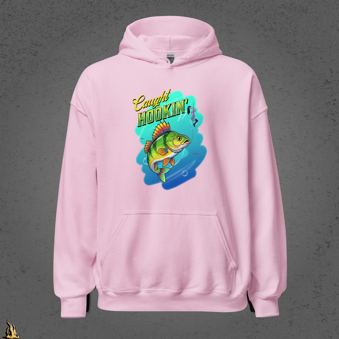 Caught Hookin' - Funny Fishing Graphic Unisex Hoodie