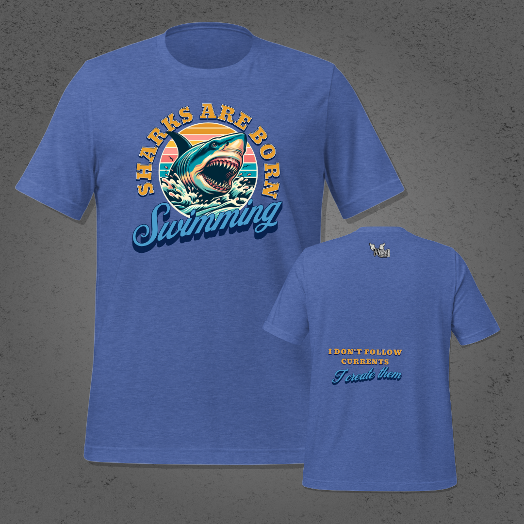 Sharks are Born Swimming - Vintage Great White Shark Graphic Unisex T-Shirt