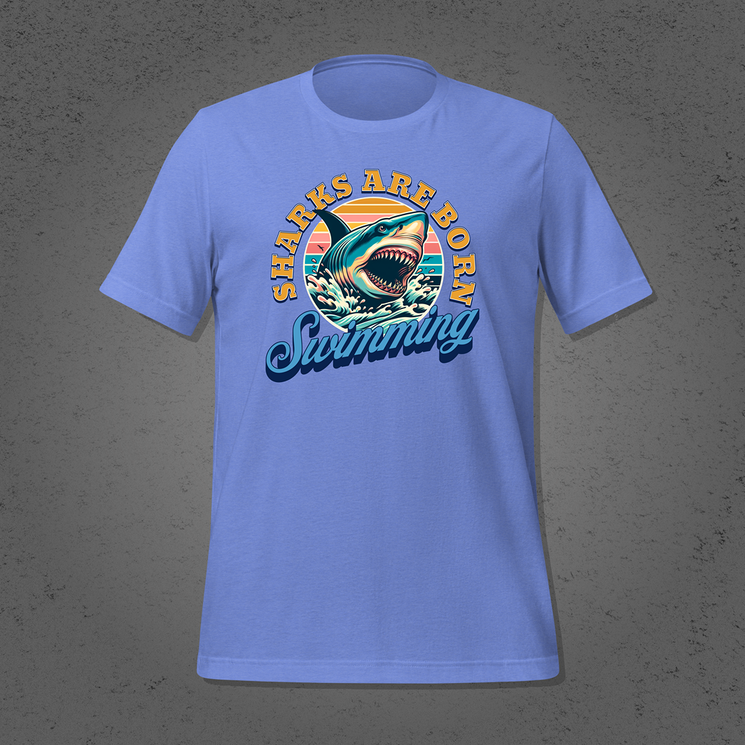 Sharks are Born Swimming - Vintage Great White Shark Graphic Unisex T-Shirt
