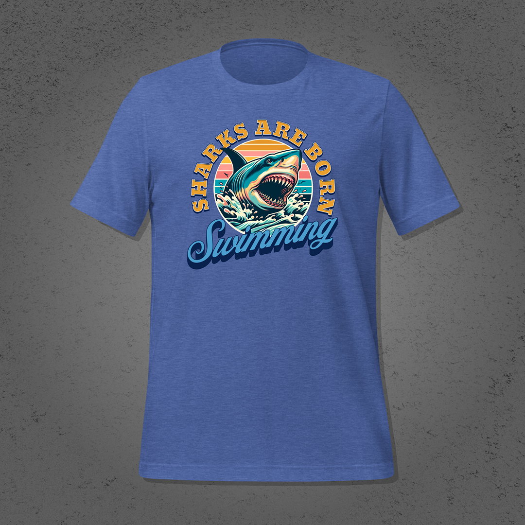 Sharks are Born Swimming - Vintage Great White Shark Graphic Unisex T-Shirt