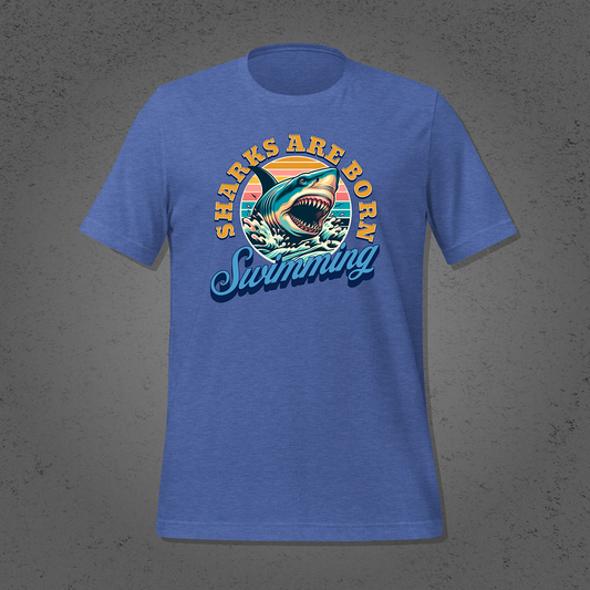Sharks are Born Swimming - Vintage Great White Shark Graphic Unisex T-Shirt