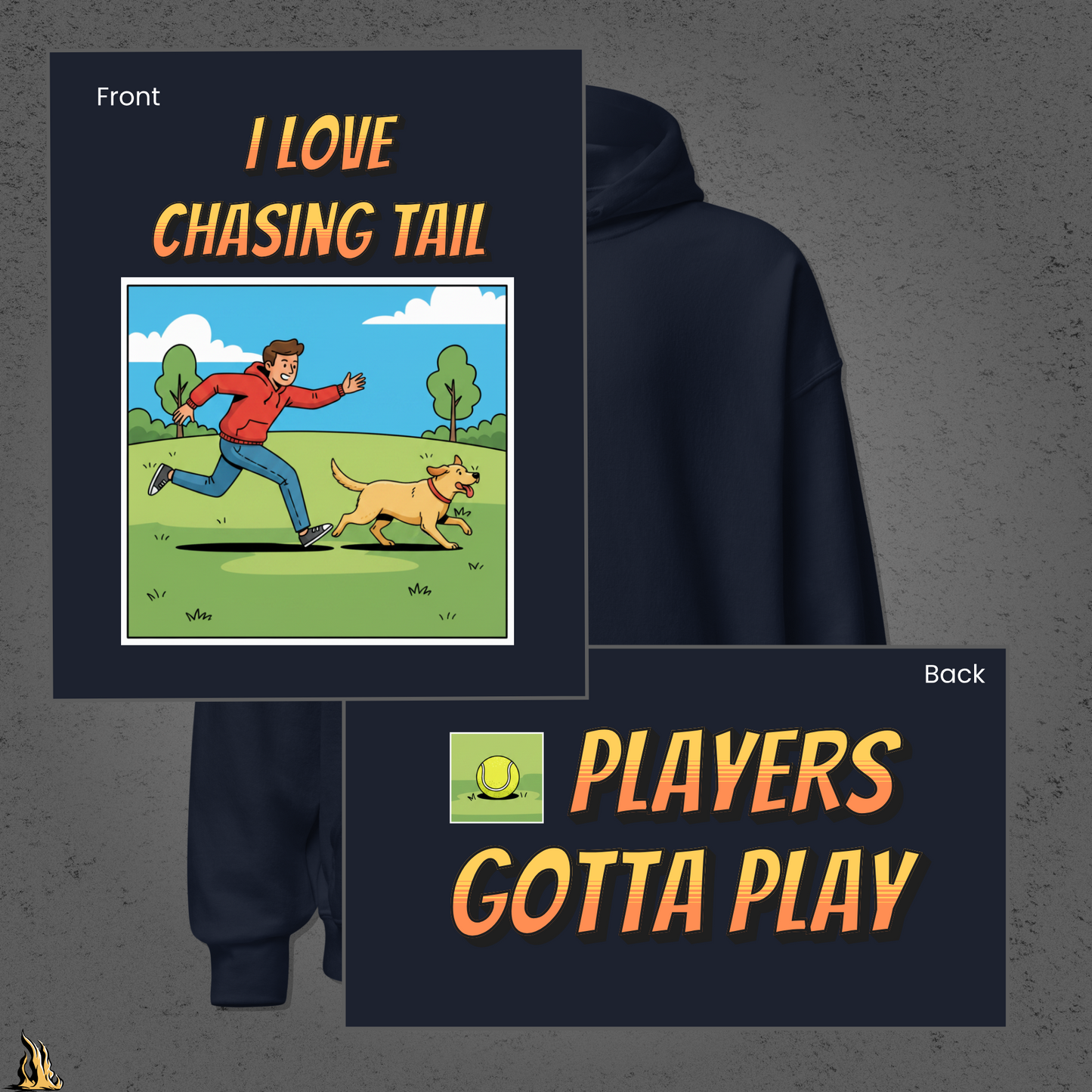 I Love Chasing Tail Unisex Hoodie – Funny Dog & Tennis Ball Bunnyhug