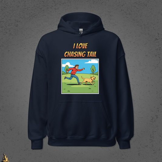 I Love Chasing Tail Unisex Hoodie – Funny Dog & Tennis Ball Bunnyhug