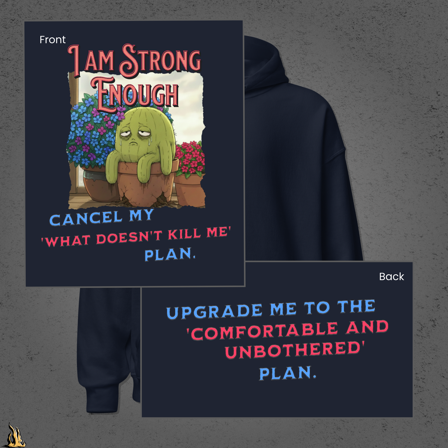 Comfortable & Unbothered Plan — Funny Exhausted Cactus Hoodie
