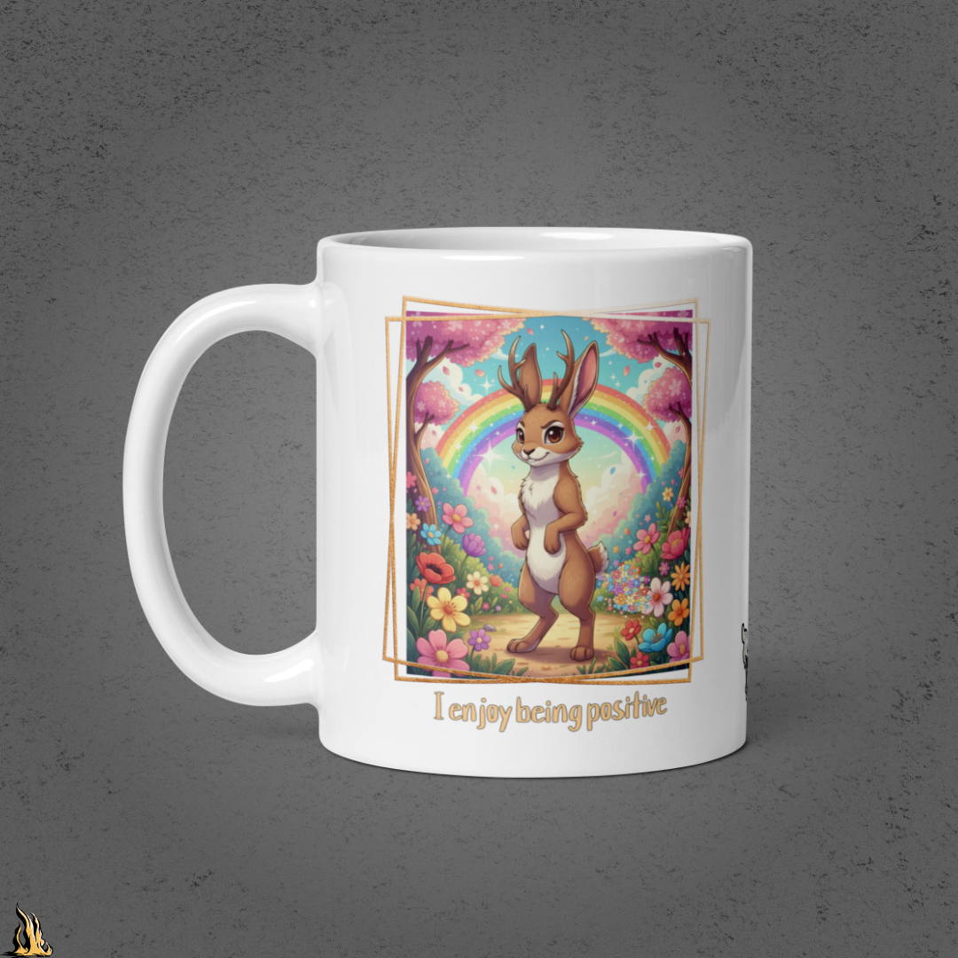 I Enjoy Being Positive | Funny Jackalope Coffee Mug