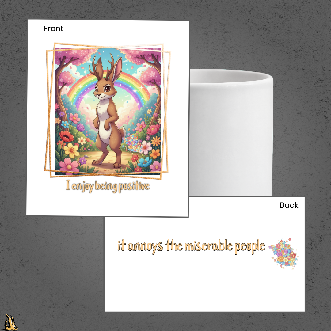 I Enjoy Being Positive | Funny Jackalope Coffee Mug