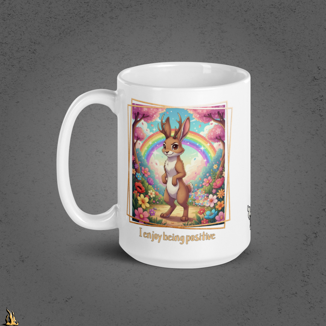 I Enjoy Being Positive | Funny Jackalope Coffee Mug