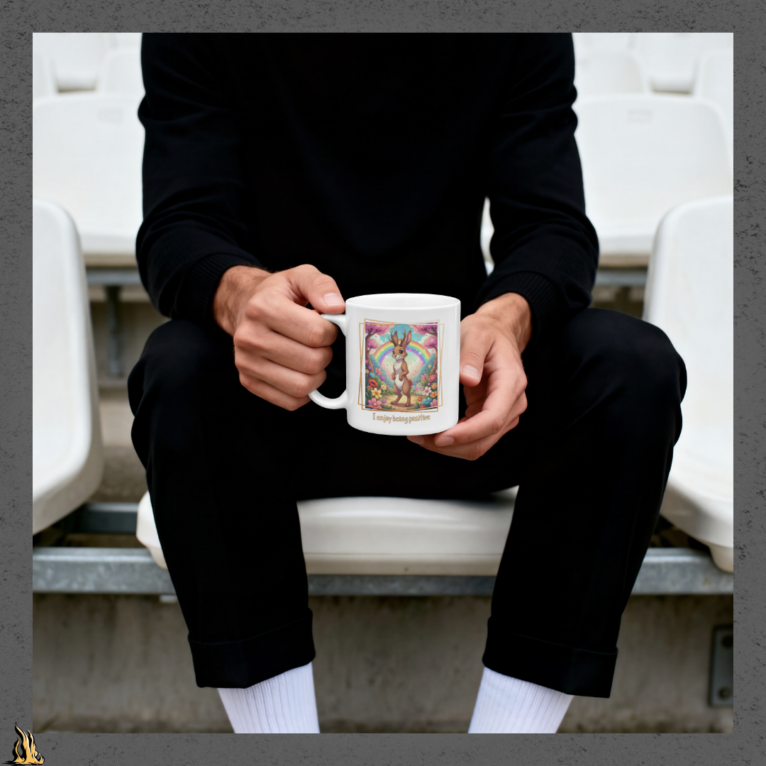 I Enjoy Being Positive | Funny Jackalope Coffee Mug