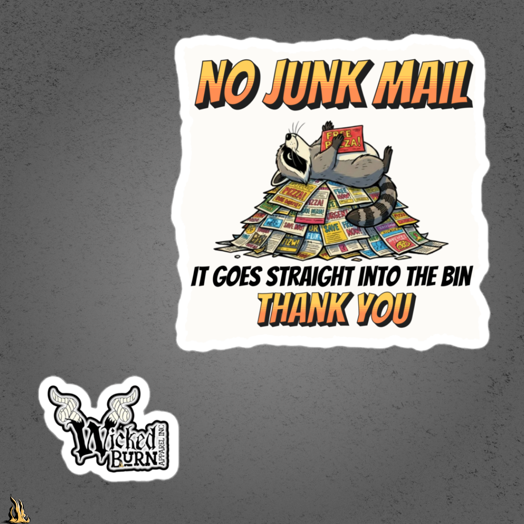 Happy Raccoon No Junk Mail Sticker