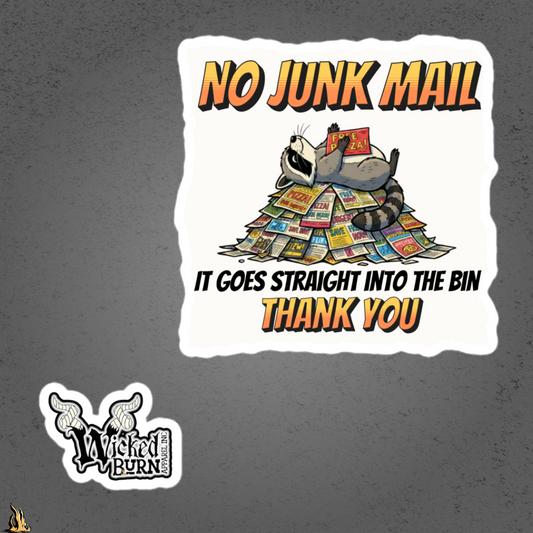 Happy Raccoon No Junk Mail Sticker