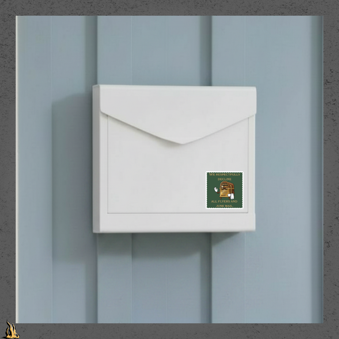 We Respectfully Decline All Flyers and Junk Mail Funny Mailbox Sticker