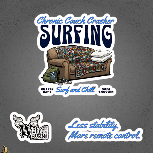 Chronic Couch Surfer - Funny Couch Potato Vinyl Sticker Set