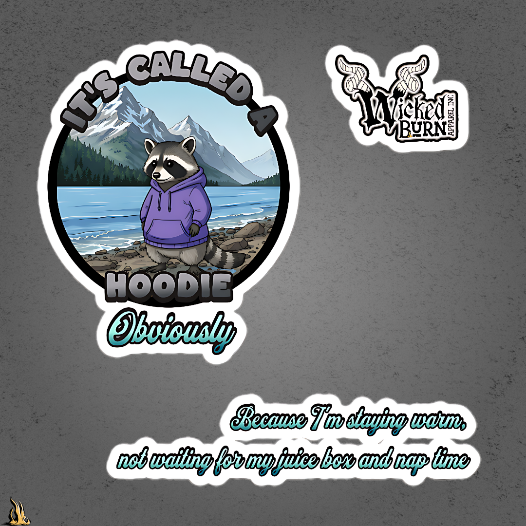 It's Called a Hoodie Obviously Sticker Pack | Funny Raccoon Vinyl Sticker Set