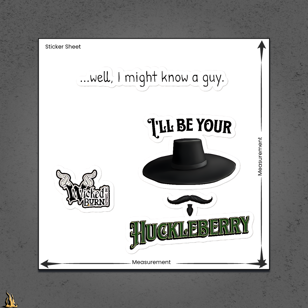 I'll Be Your Huckleberry Sarcastic Cowboy Graphic Vinyl Sticker Pack