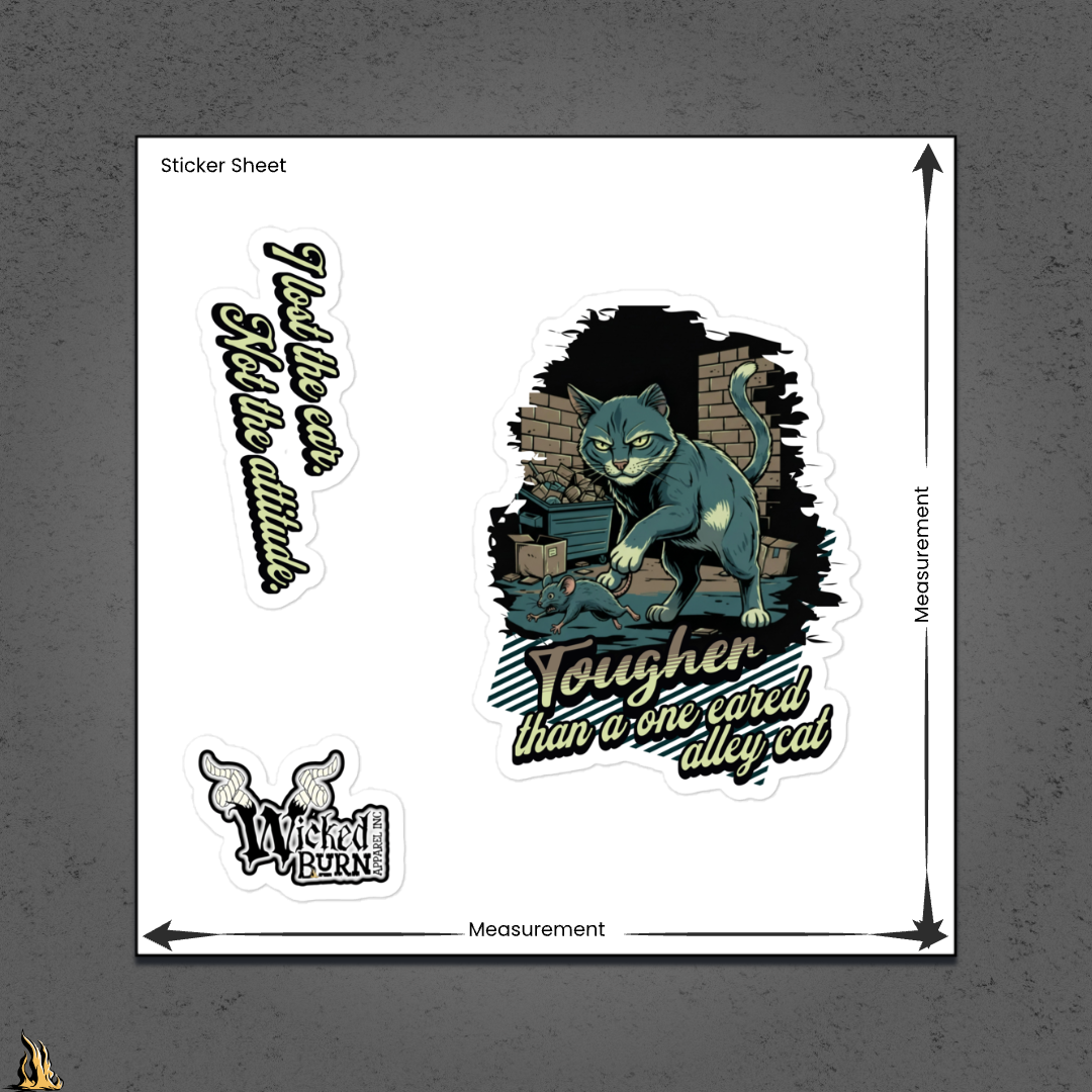 Tougher Than a One-Eared Alley Cat Vinyl Sticker Pack