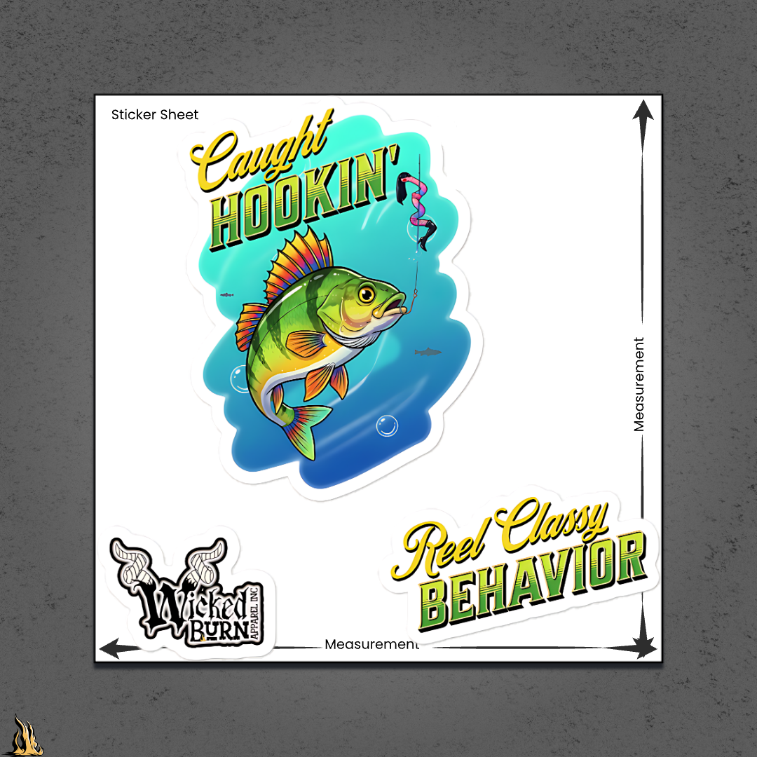 Caught Hookin' Sticker Pack | Funny Fishing Vinyl Sticker Set