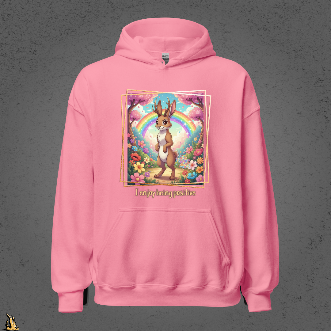 I Enjoy Being Positive | Cute Sarcastic Jackalope Unisex Hoodie