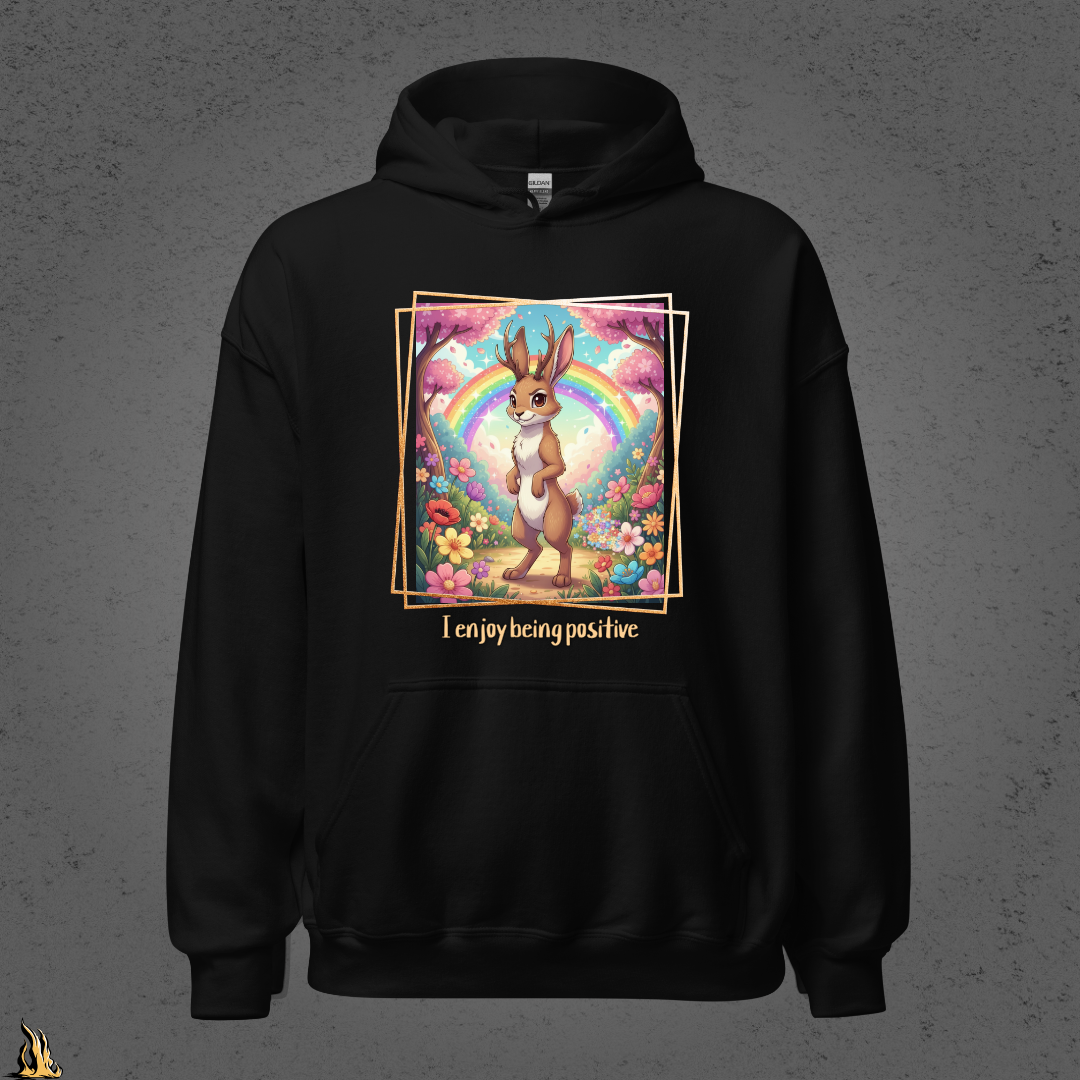 I Enjoy Being Positive | Cute Sarcastic Jackalope Unisex Hoodie