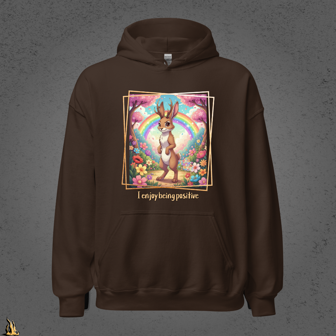 I Enjoy Being Positive | Cute Sarcastic Jackalope Unisex Hoodie