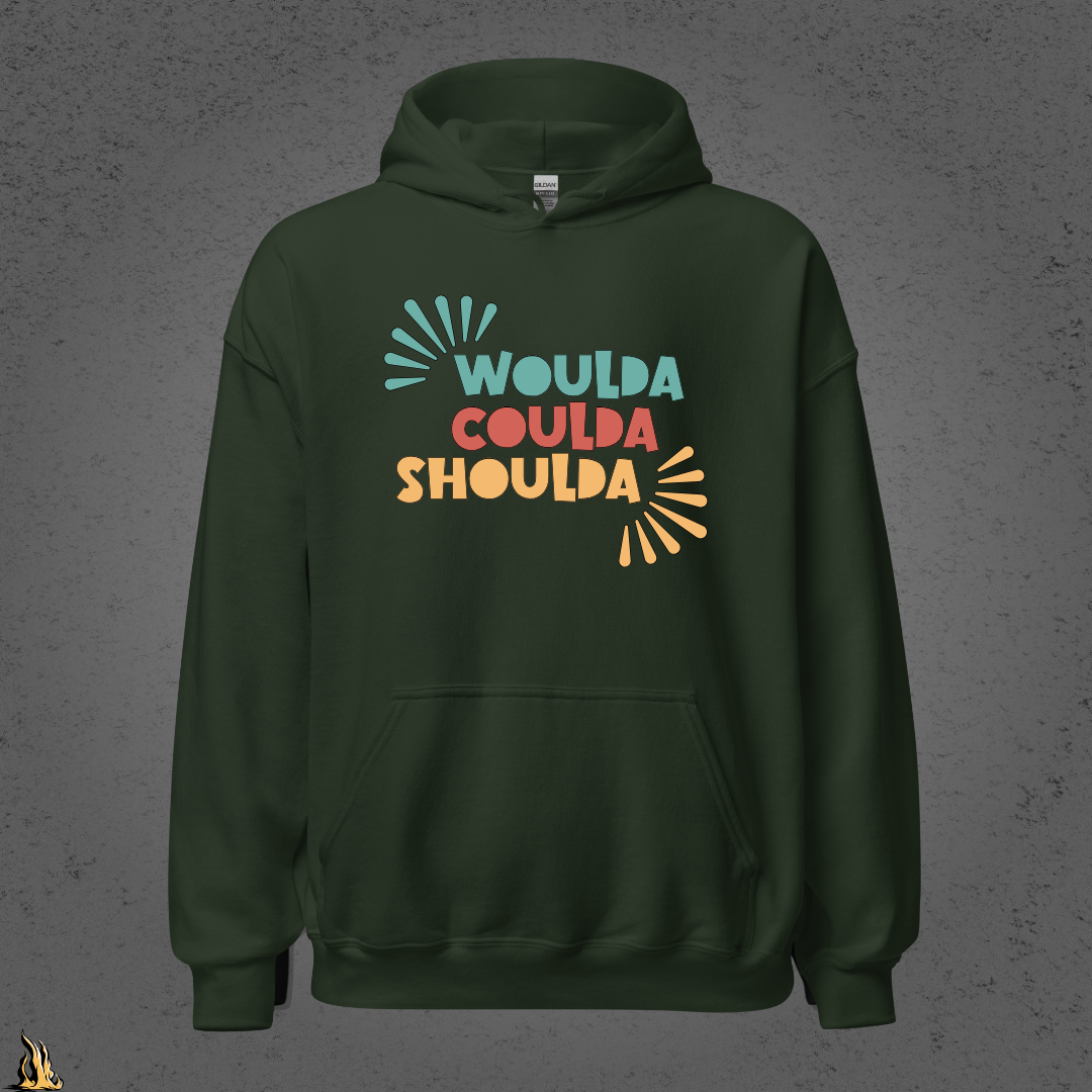 Woulda Coulda Shoulda... That Tracks | Funny Sarcastic Unisex Hoodie | Retro Humour Sweatshirt